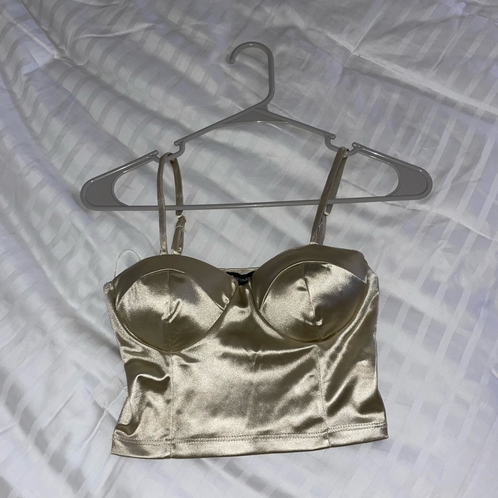 Small popular 21 crop top gold going out shirt